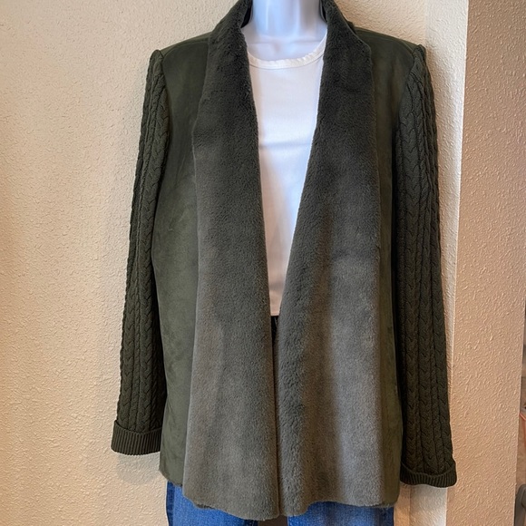 Multiples Jackets & Coats Nwot Multiples Dark Green Fleece And